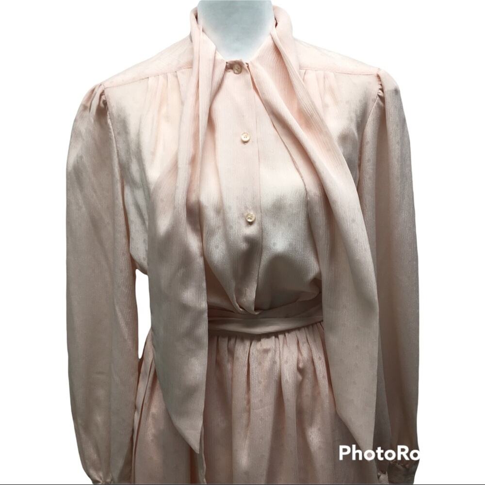 Vintage Breckenridge Pink Tie Blouse and Skirt Set Size 8 - Picture 3 of 11